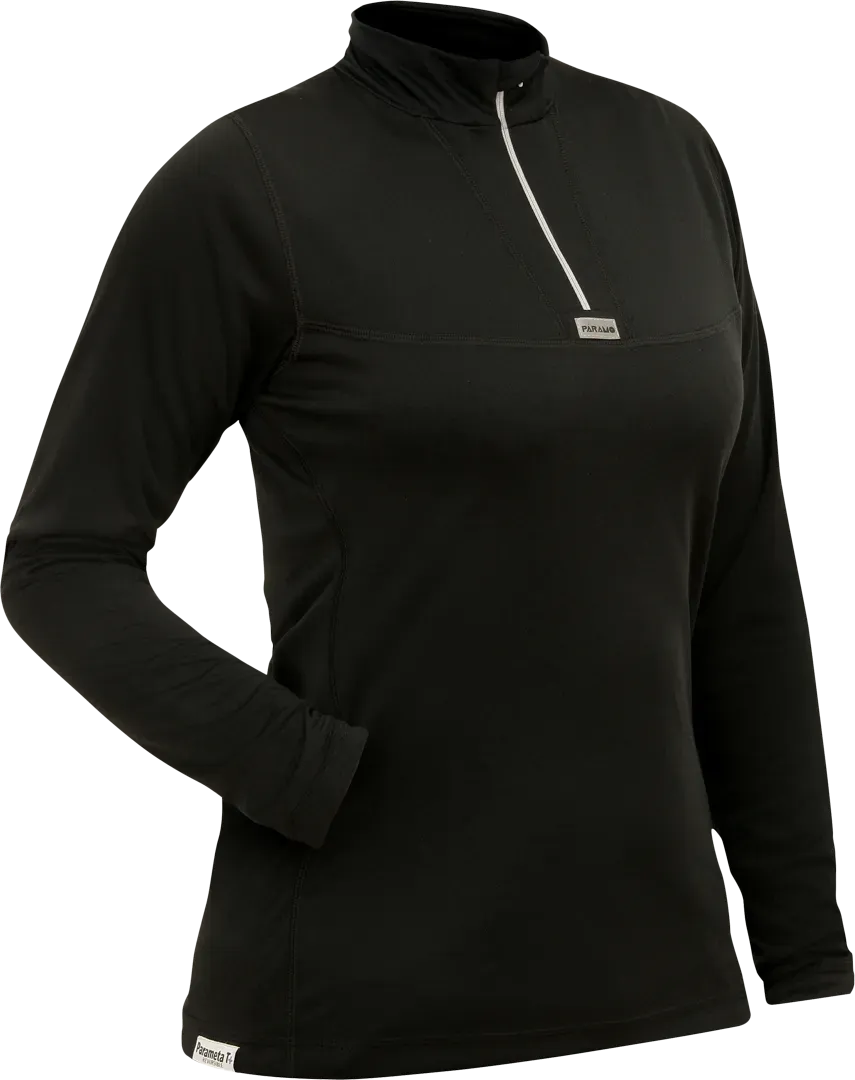 Womens Cambia Ls Zip Black Womens Baselayer Angled